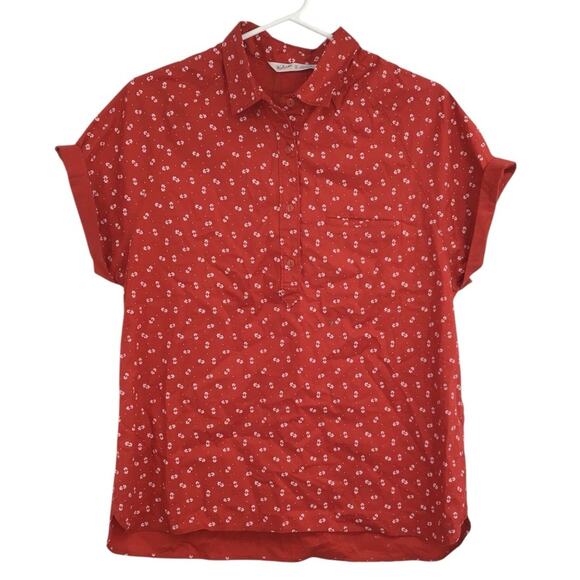 NWT Woolrich Spoil Her Printed Popover Shirt‎ for Ladies Medium Red - Picture 1 of 6